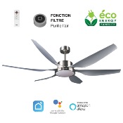 Brasseur d'air DC 168cm avec télécommande - 6 pales - LED - Gris