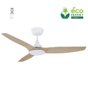 Brasseur d'air DC 132cm avec télécommande - 3 pales - LED - Blanc et imit. bois