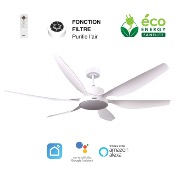 Brasseur d'air DC 168cm avec télécommande - 6 pales - LED - Blanc